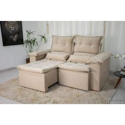 Sofá Retrátil e Reclinável Nicole 1.80m Veludo rf46228m - Foto 3