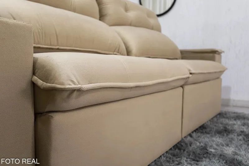 Sofá Retrátil Reclinável 2.50m Luma Molas Bonnel Espuma D33 rf65 - Foto 4