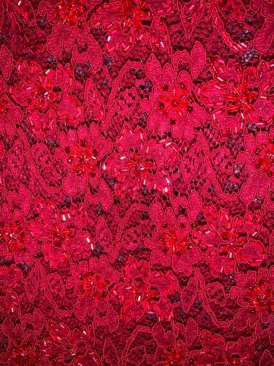 Blusa de Renda e saia estilo sereia Bordadas  com Pedrarias Vermelhas - Foto 6