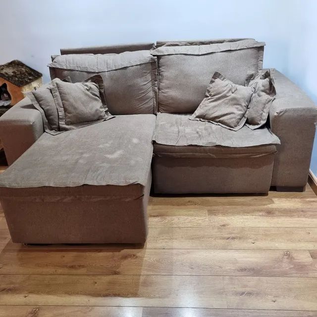 Sofá cama 4 lugares qretrátil e reclinável Sofás e Poltronas Vila