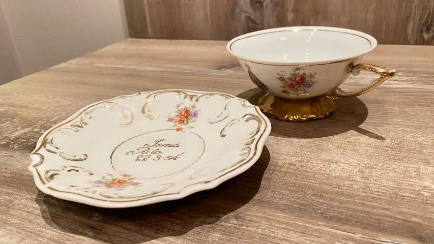 Xícara chá com pires porcelana portuguesa  - Foto 4