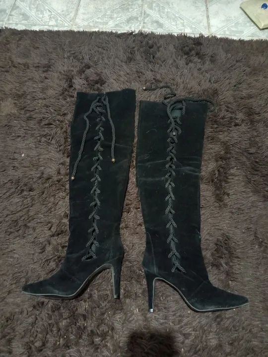 Botas Cano Longo com salto de Veludo Preto (ACEITO OFERTAS) - Foto 3