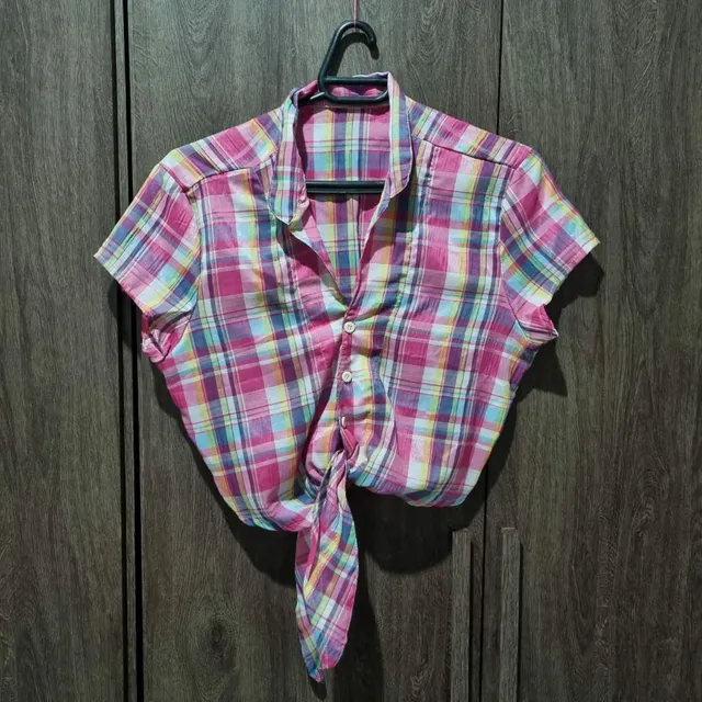 Cropped camisa xadrez