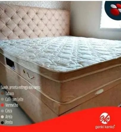 Cama box bau e colchao molas casal bipartido duo 