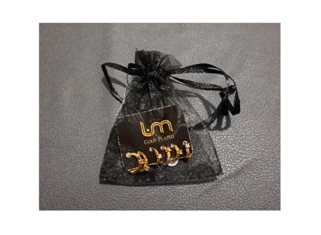 03 Pares de Brincos de Semijoias, Lm Gold Plated. Referencia 0l2990 - Foto 2