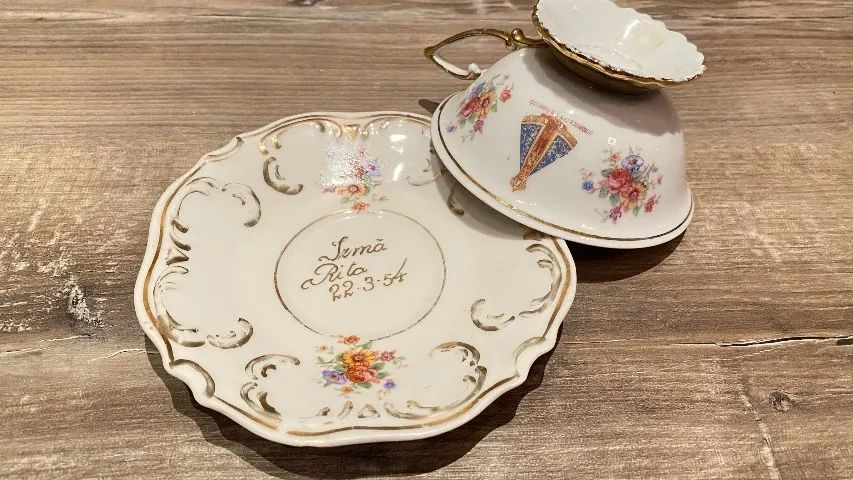 Xícara chá com pires porcelana portuguesa  - Foto 5