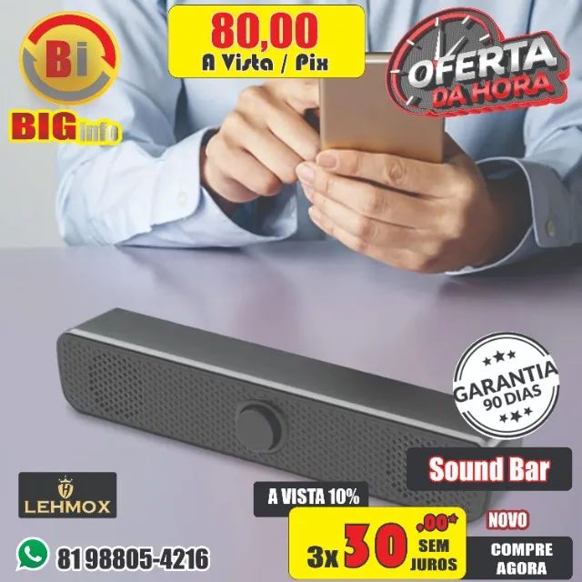 Soundbar alimentado por USB para TV, PC, Laptop, Jogo, Home Theater, Sistema de Áudio 