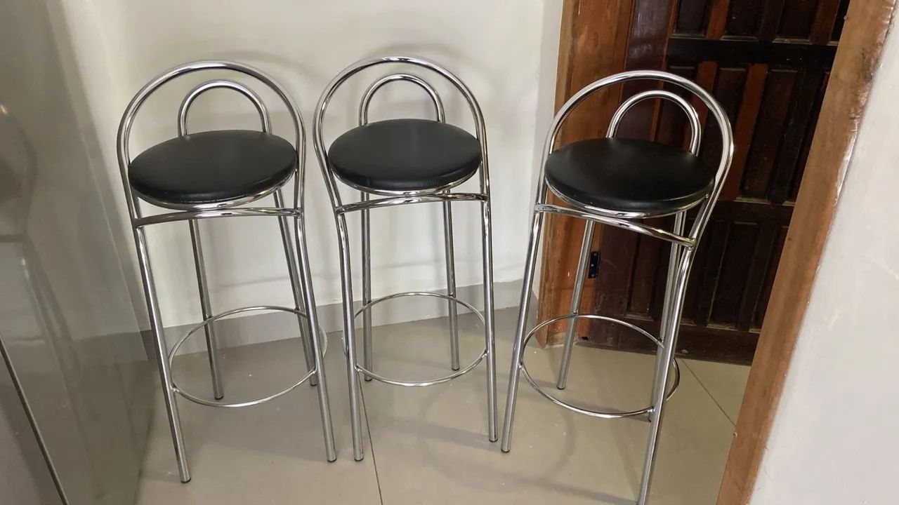 3 Banquetas de Bar Cromadas
