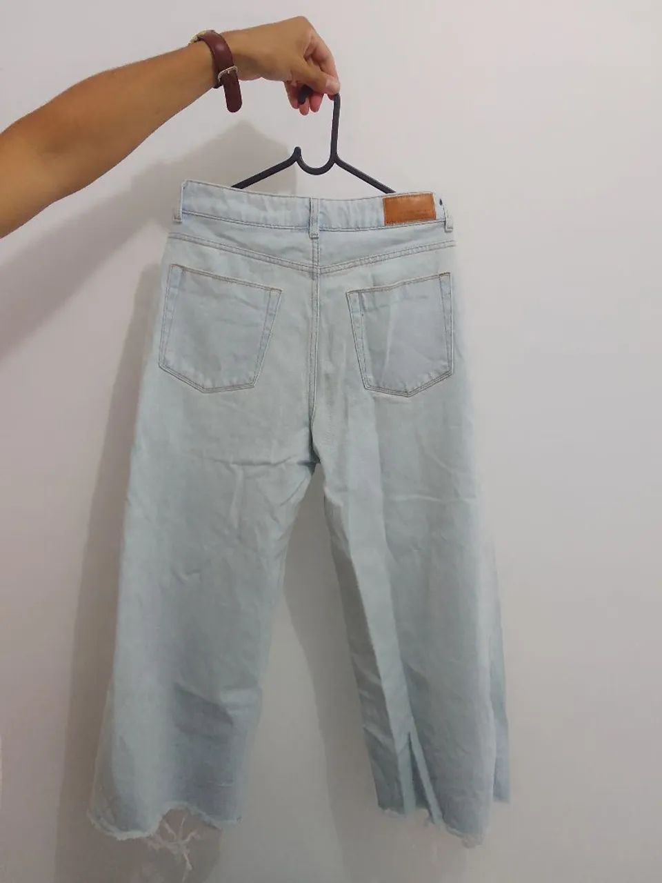 Calça Jeans Azul Clara Wide Leg 