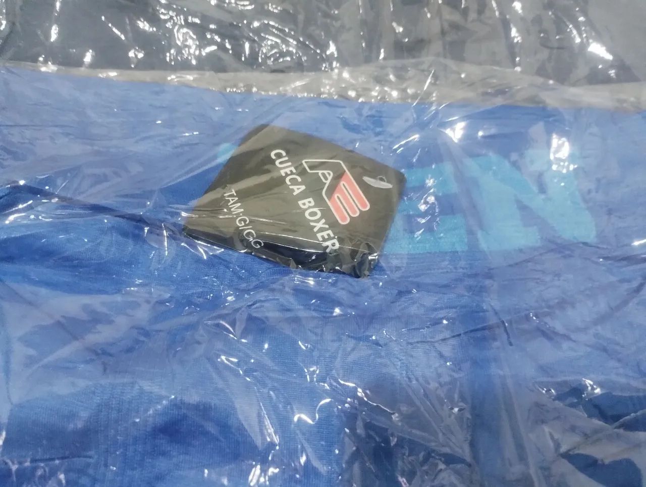 Cueca Boxer Azul com Detalhes em Azul Claro - Foto 2