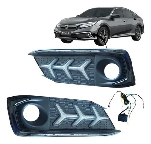Kit Farol Milha Auxiliar Led Drl Honda Civic 2021