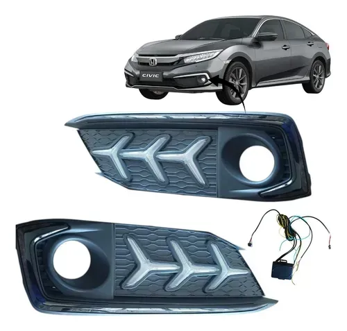 Kit Farol Milha Auxiliar Led Drl Honda Civic 2021