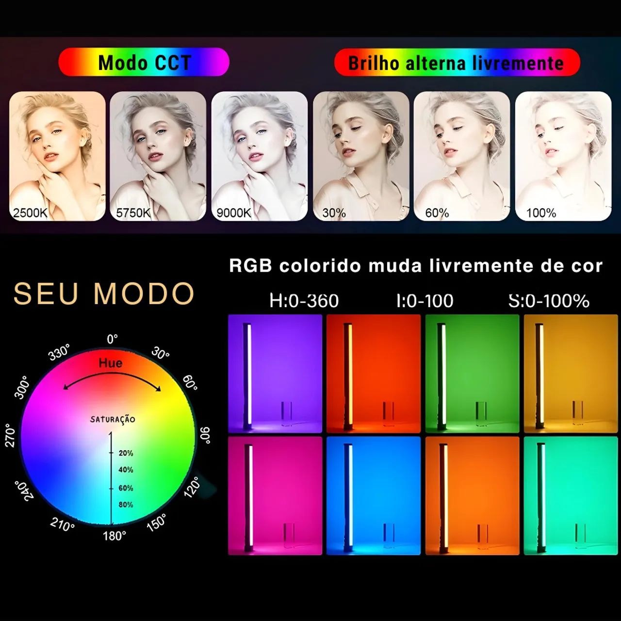Bastão de Led Portátil Sokani X8 com 10w de potência, Autonomia de até 2h, - Foto 3