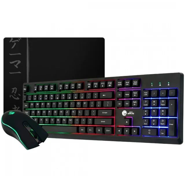 Combo Gamer Ninja Legacy 3 Em 1, Teclado, Mouse e Mousepad, USB, RGB, Preto, Novo, Lacrado