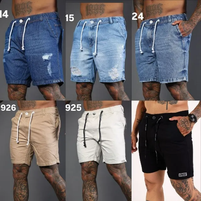 Bermuda Masculina Curta com elastico Tam P M G GG