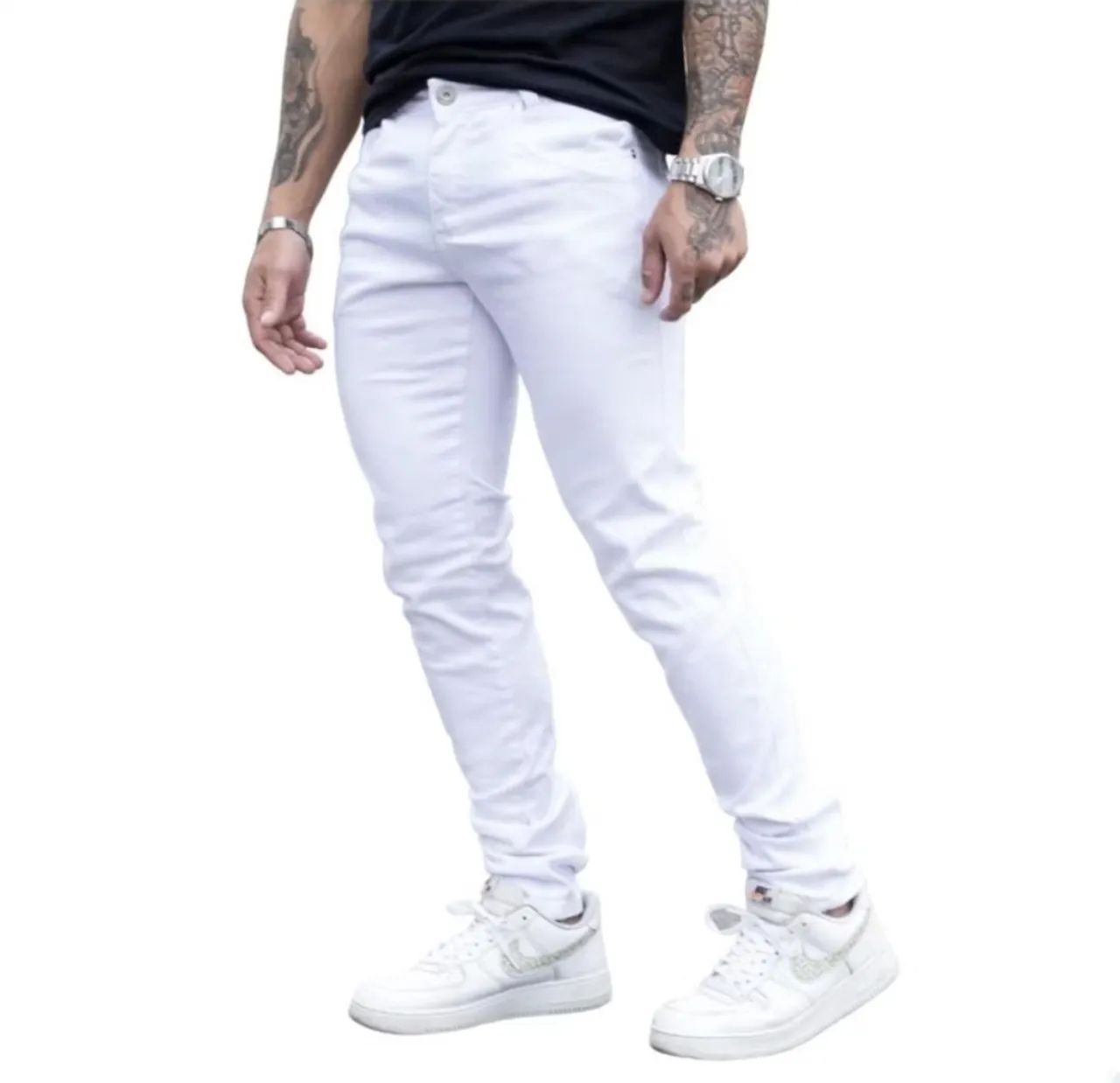 Calças Brancas Slim Fit Masculinas - Foto 4