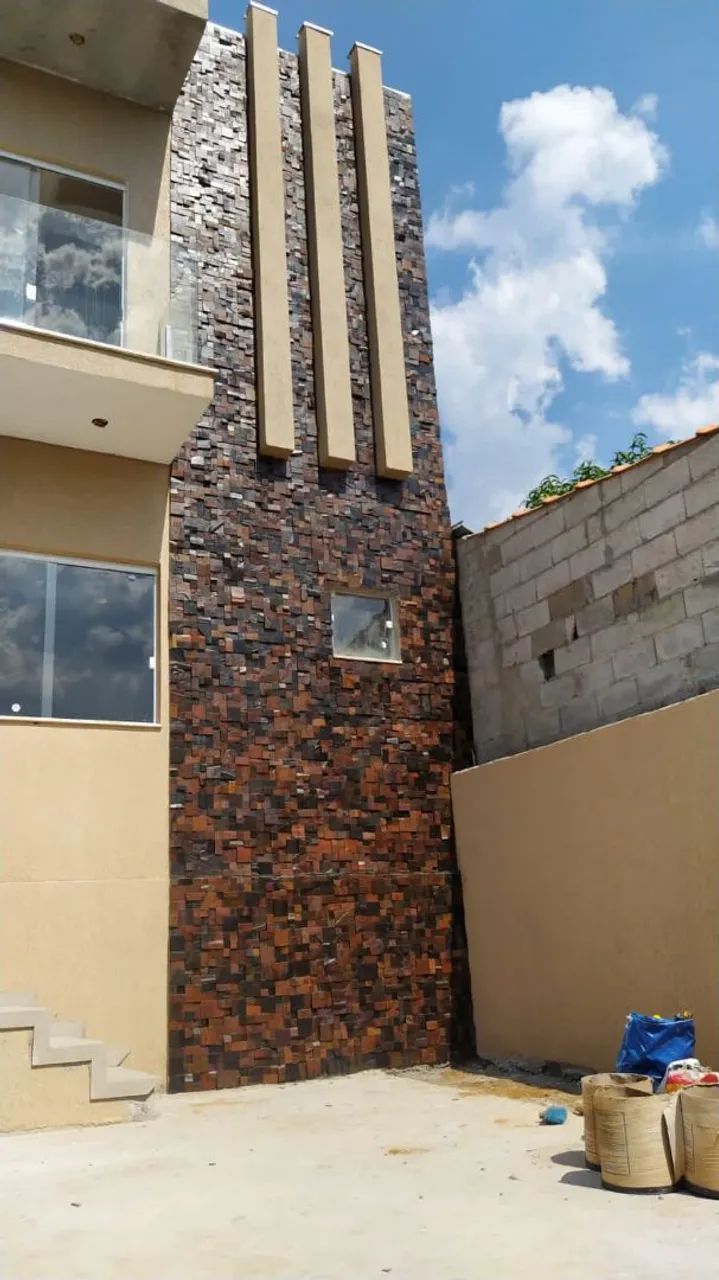 Revestimento pronto para instalação, pedra ferro na placa 30x30 em mosaico 