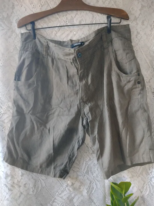 Shorts de sarja bege com listras - Urban