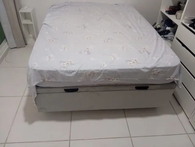 Baú Casal Cinza Claro Suede - Foto 2