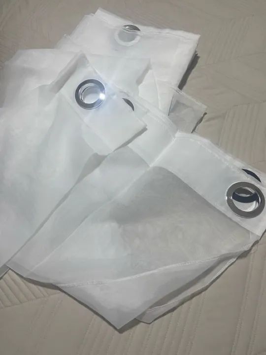 2 partes de cortinas varão em voil branco - Foto 2