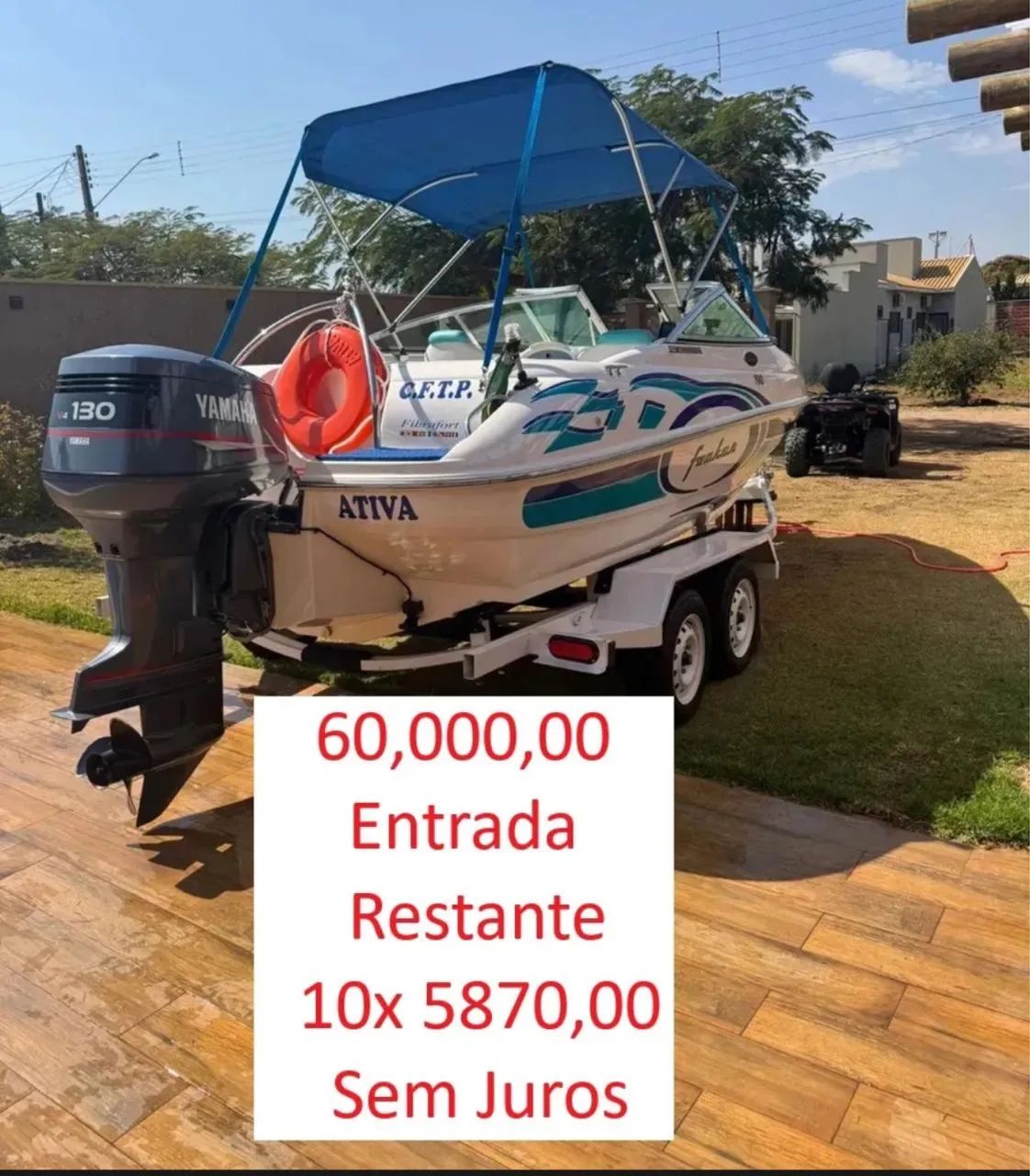 Lancha 19 pés Focker 190 style  80 horas motor yamaha 130 HP ano 2005  revisada tudo ok