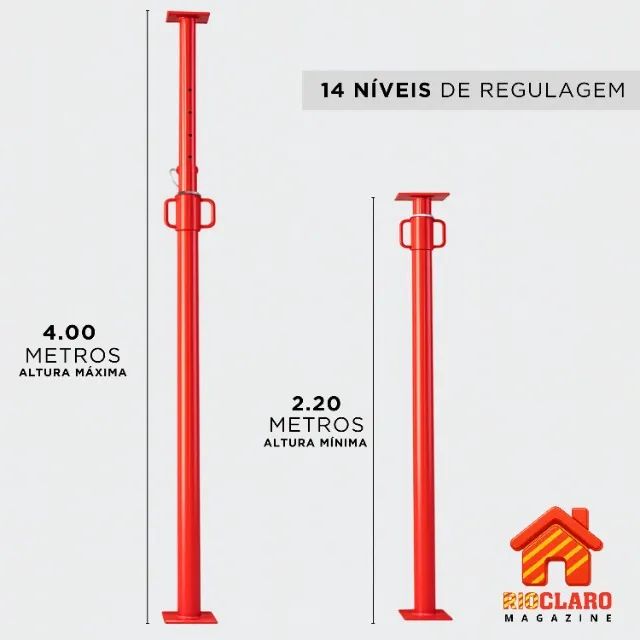 Escoras Metálica Ajustável P/ Laje Regulável De 2,20m A 4,0m. Aço SAE 1020 Galvanizado - Foto 5