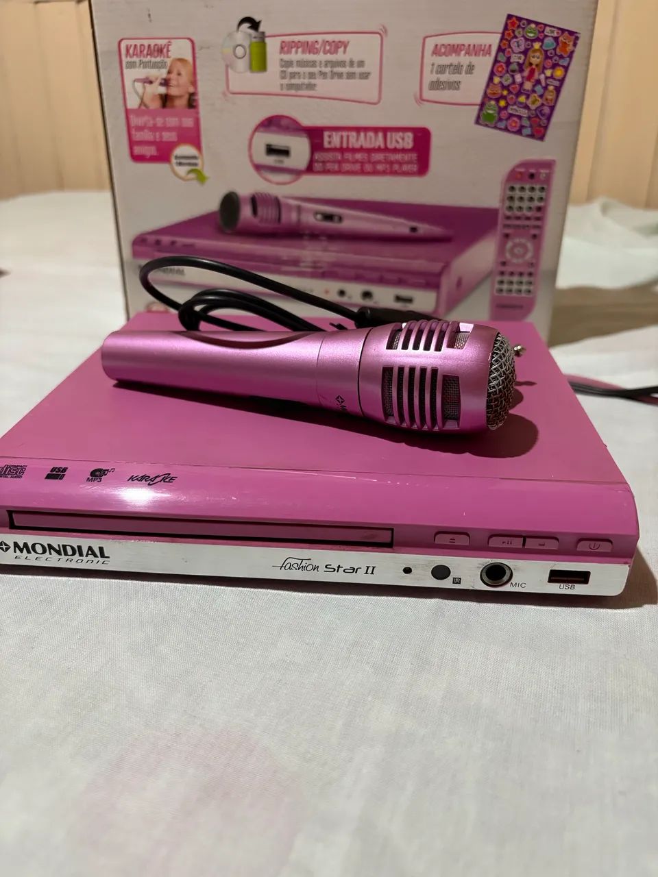 Aparelho DVD rosa com microfone 64167720873473122