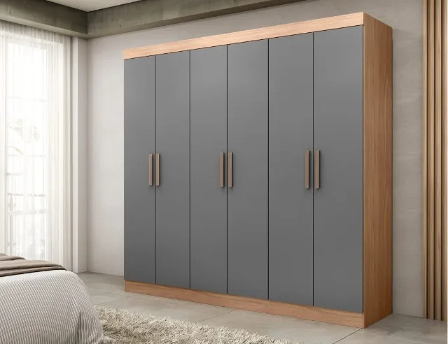 Guarda Roupa Casal com 6 Portas de Giro Amplo e Elegante Paris