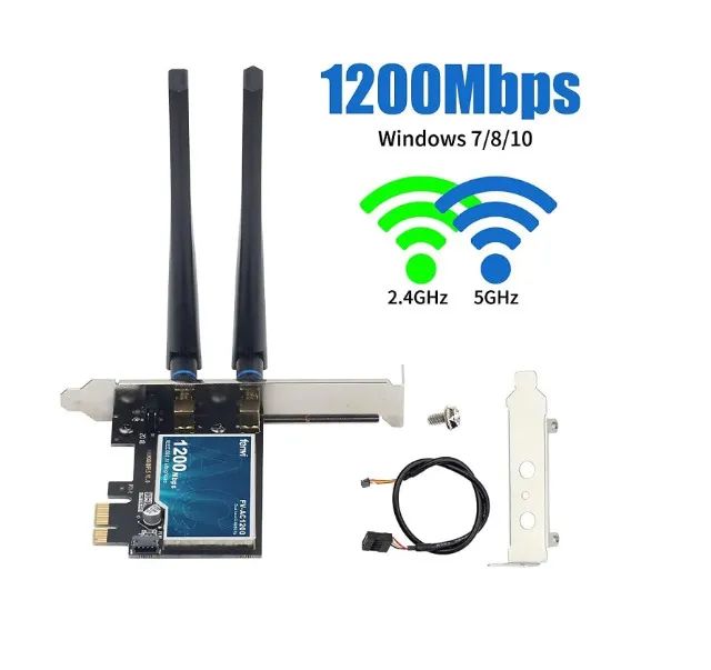 Placa de Rede Wifi Dual Band Pci-e Ac 1200Mbps Fenvi - Foto 5