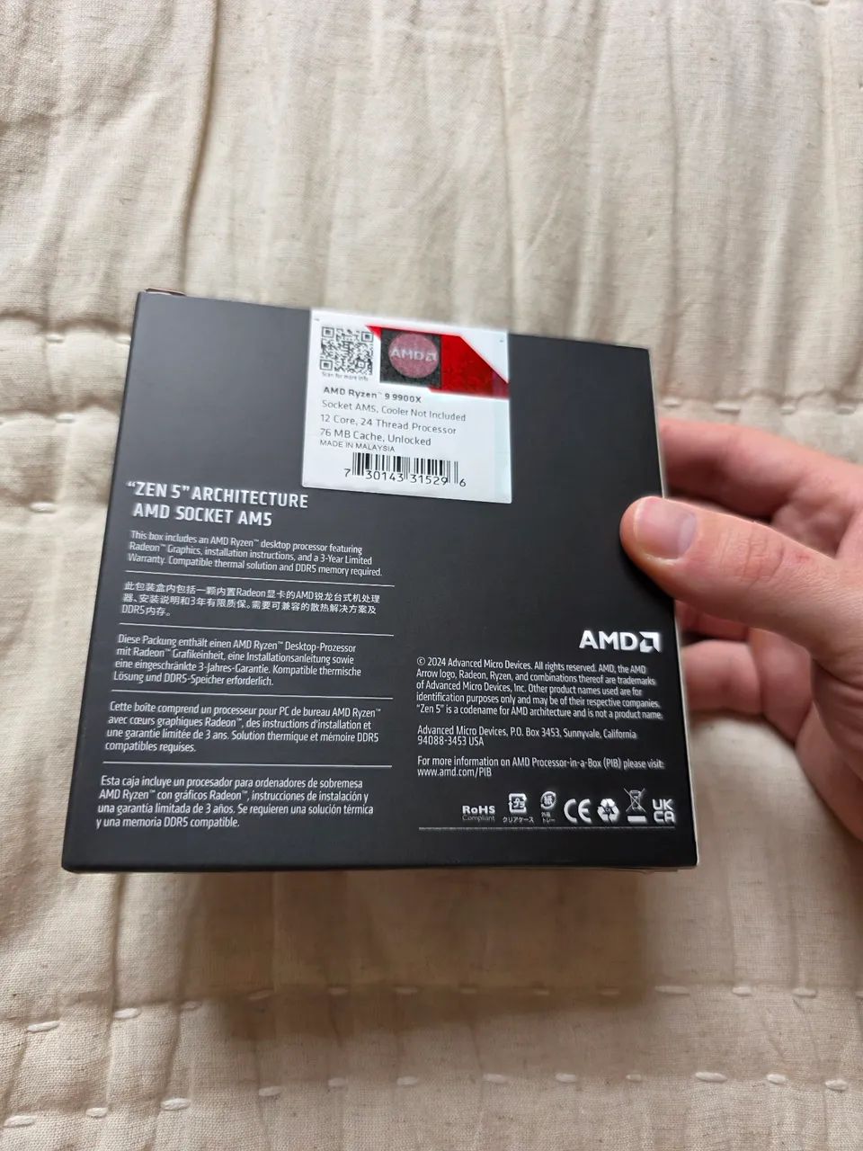 PROCESSADOR AMD RYZEN 9 9900X, 12-CORE, 24-THREADS, 4.4GHZ (5.6GHZ