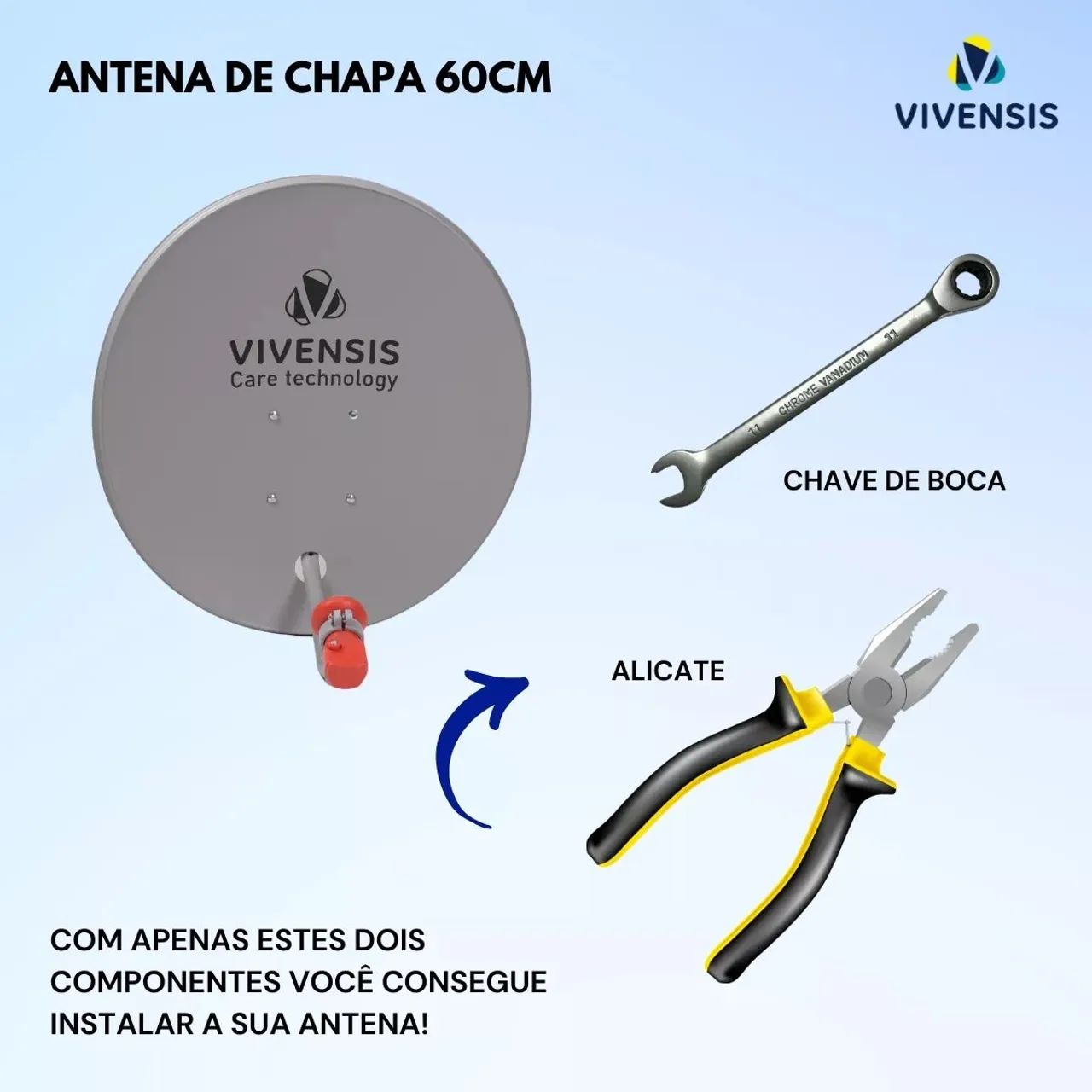 Antena Parabólica Digital Vivensis TV SAT - Banda KU - Nova - Foto 2