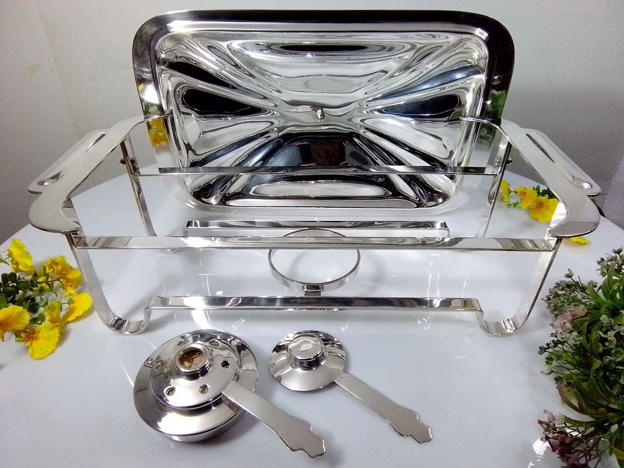 Luxuoso Réchaud Sheffield Plate Retangular - Foto 4