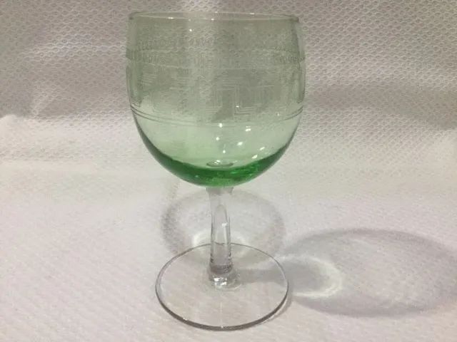 Taça De Cristal Lapidada Verde Esmeralda Anos 30