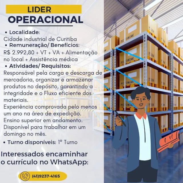 LIDER OPERCIONAL CURRICULO NO ZAP