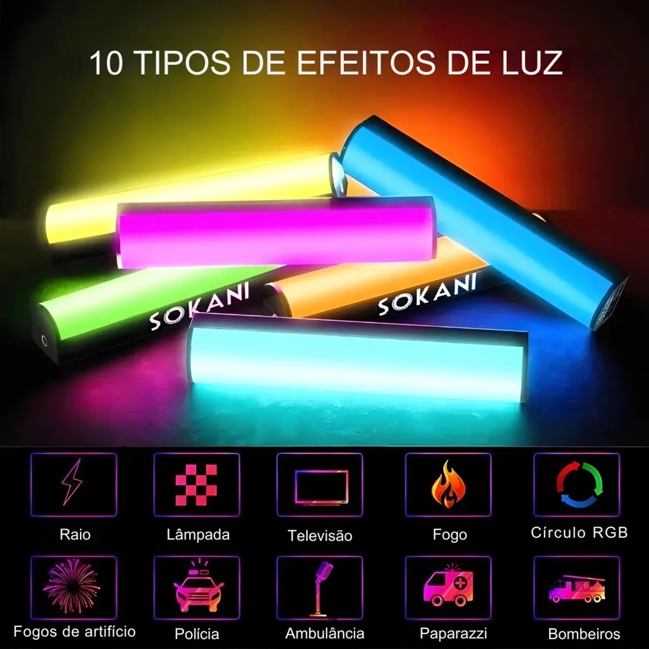 Bastão de Led Portátil Sokani X8 com 10w de potência, Autonomia de até 2h, - Foto 4