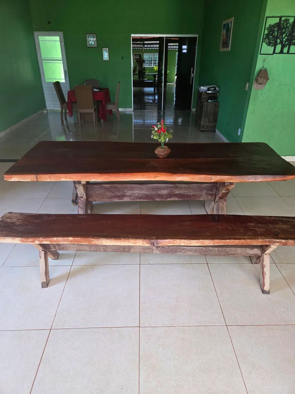 Mesa e banco de madeira rústica  - Foto 2
