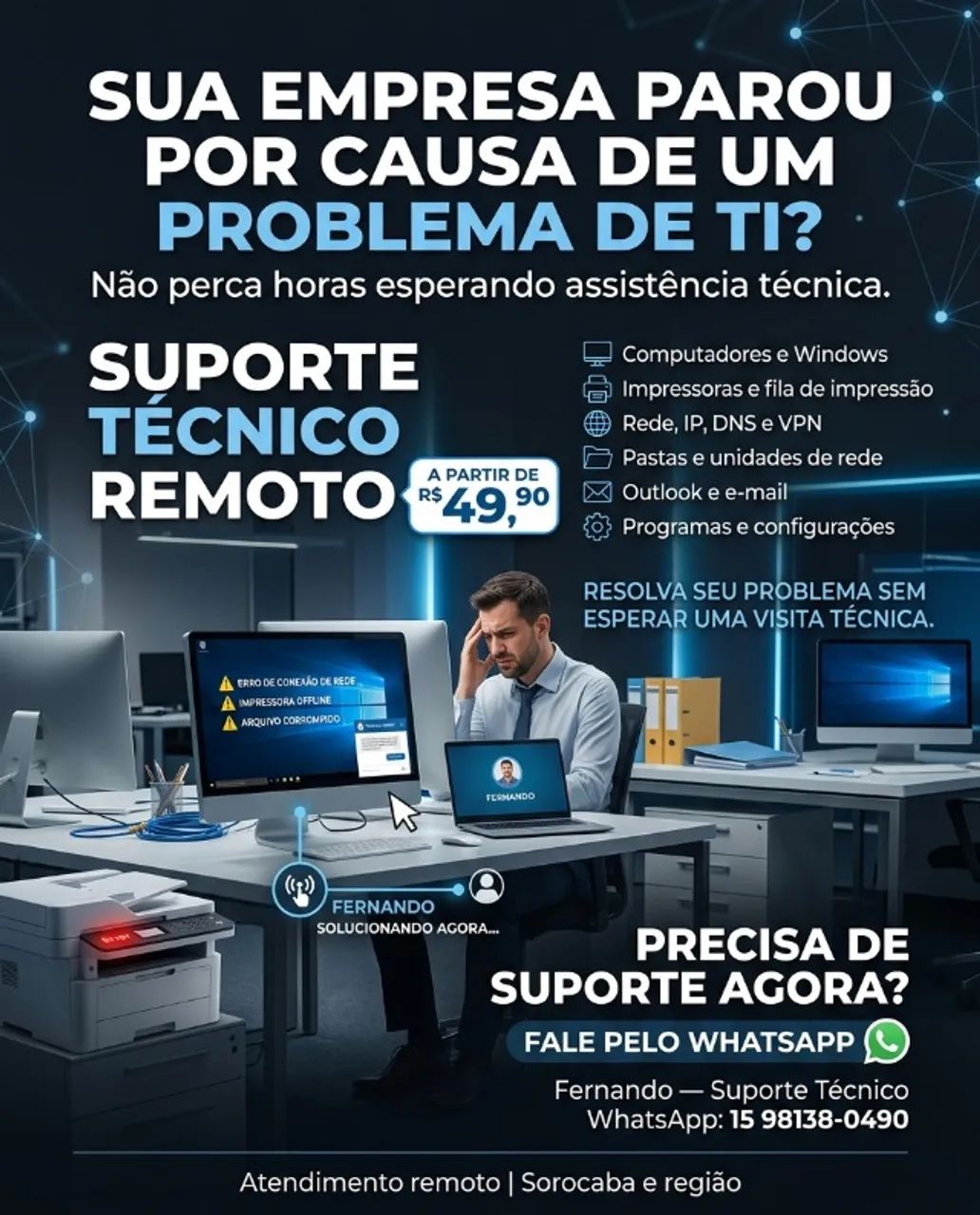 Suporte Técnico Remoto para Empresas | Redes, Impressoras e Windows - Foto 2