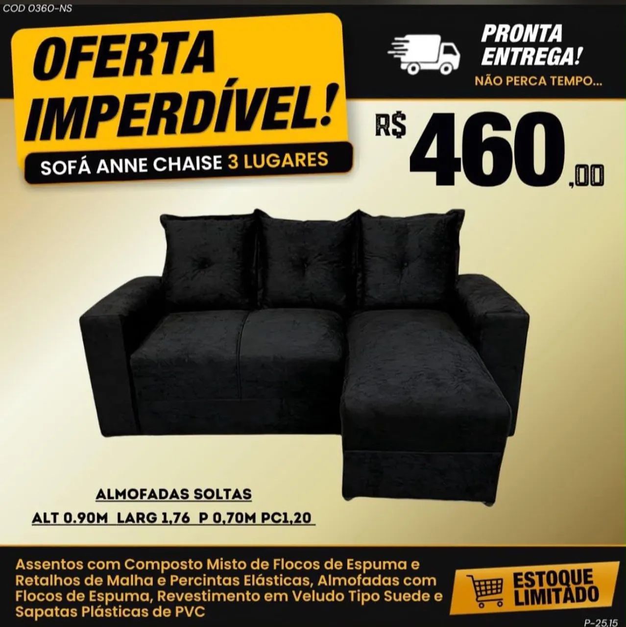 Sofá Anne Chaise 3 lugares