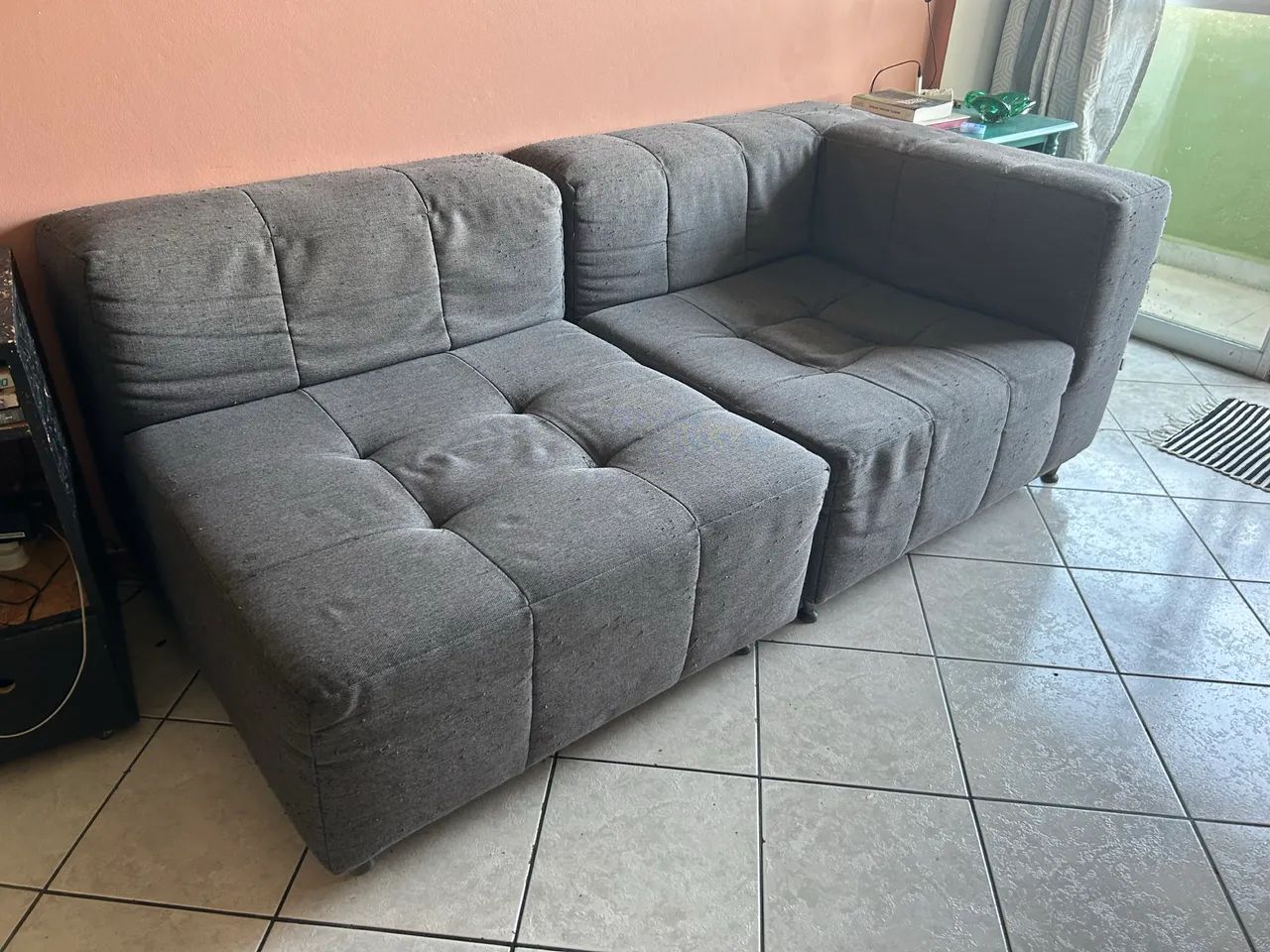 Sofá Tok&Stok Cinza Escuro Modulado (2 Módulos)