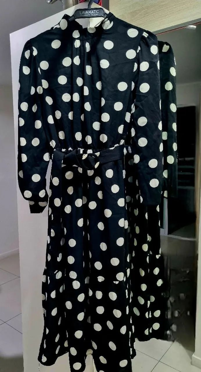 Vestido longo poa, novo - tam p