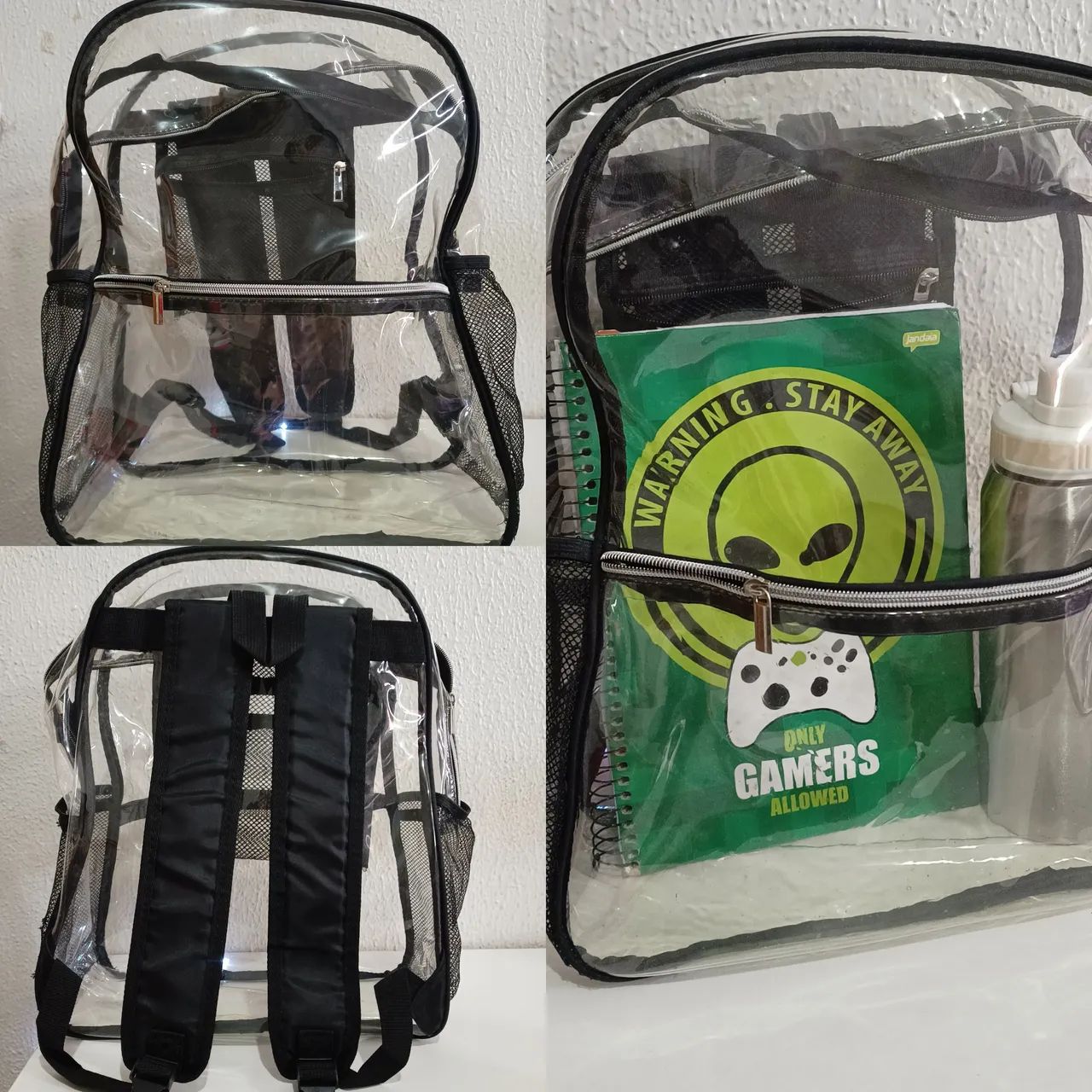 Mochila grande transparente 