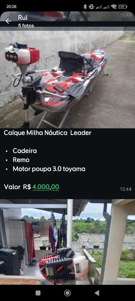 Caiaque e motor