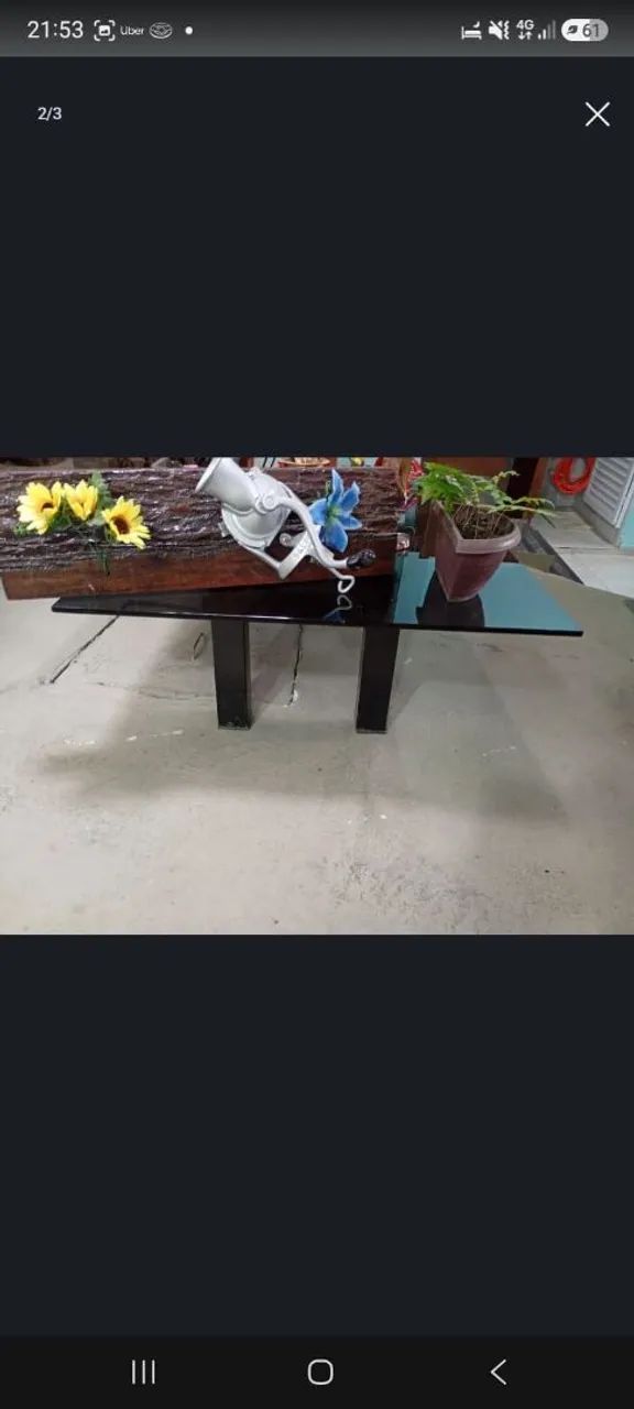 Mesa Vidro Fumê (Base aço tubular)