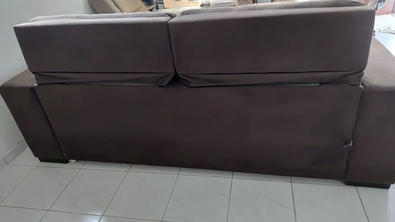 Sofá 4 Lugares Retrátil e Reclinável - Marrom Suede (Confortável) - Foto 5