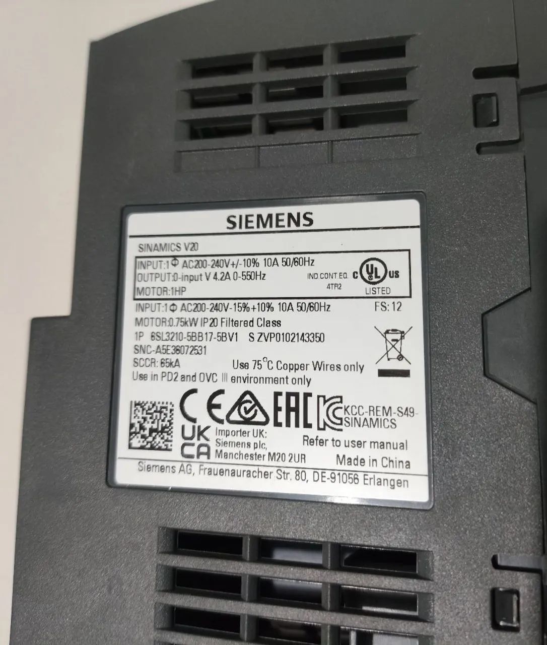 INVERSOR DE FREQUÊNCIA 1HP 4,2A SIEMENS - Foto 3