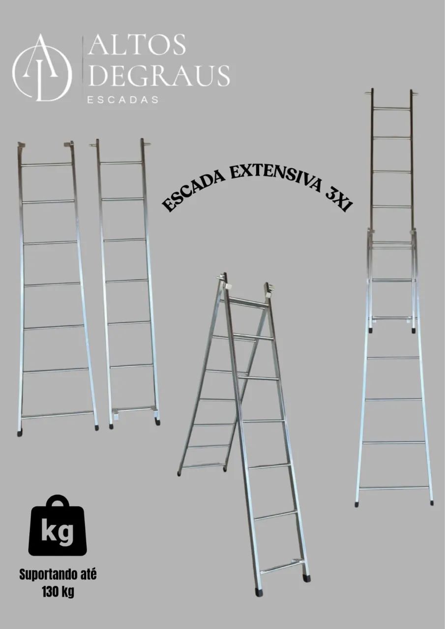 ESCADA EXTENSIVA ZINCADA 3X1 - Foto 2