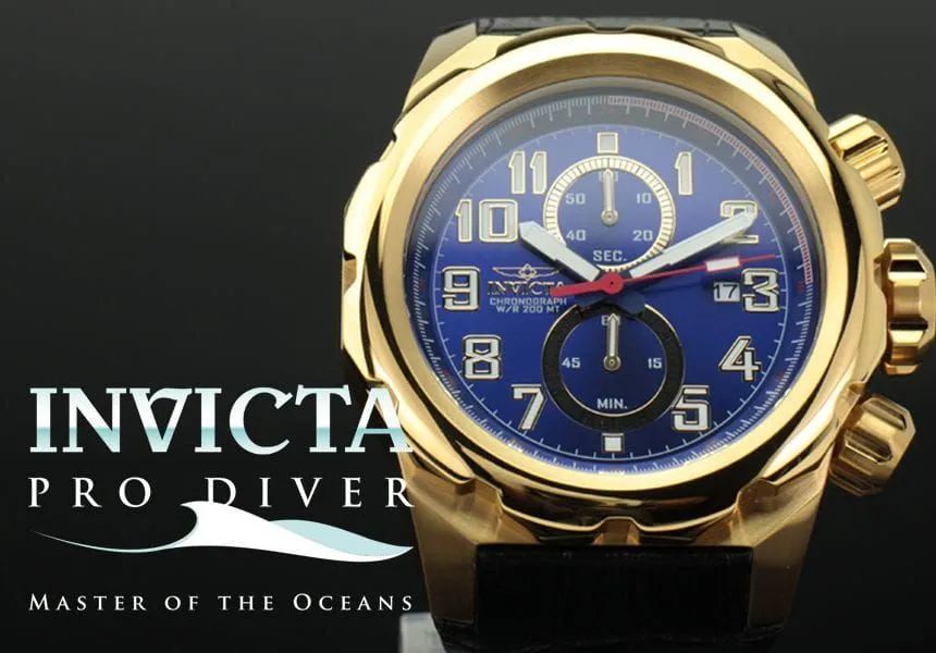 Relógio Invicta Master Ocean Gold Pro Driver  +  Case Original de Transporte