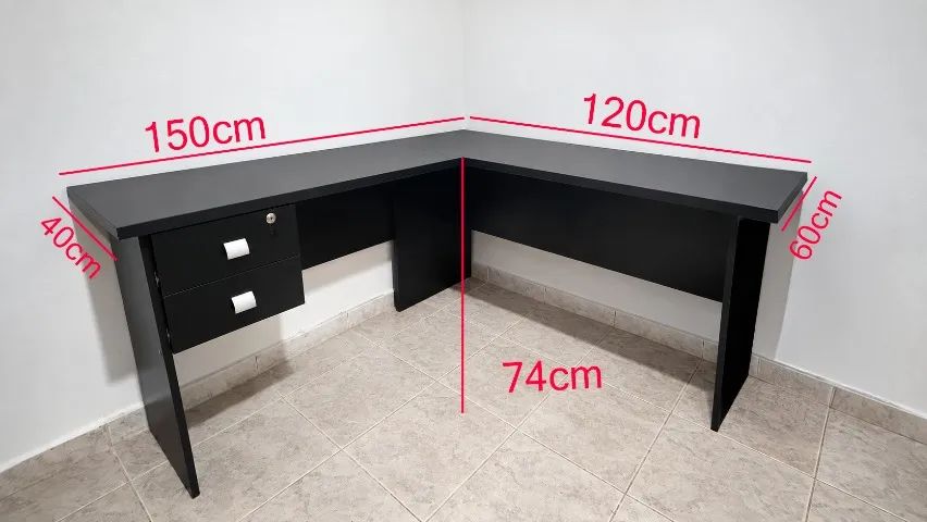 Mesa Escrivaninha em L com 2 gavetas
