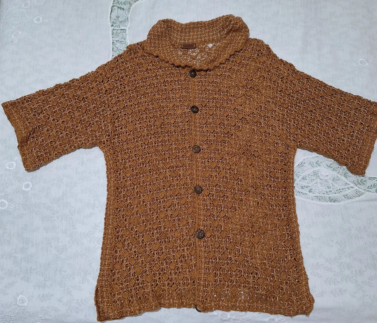Camisa renda filé tamanho g - Foto 4