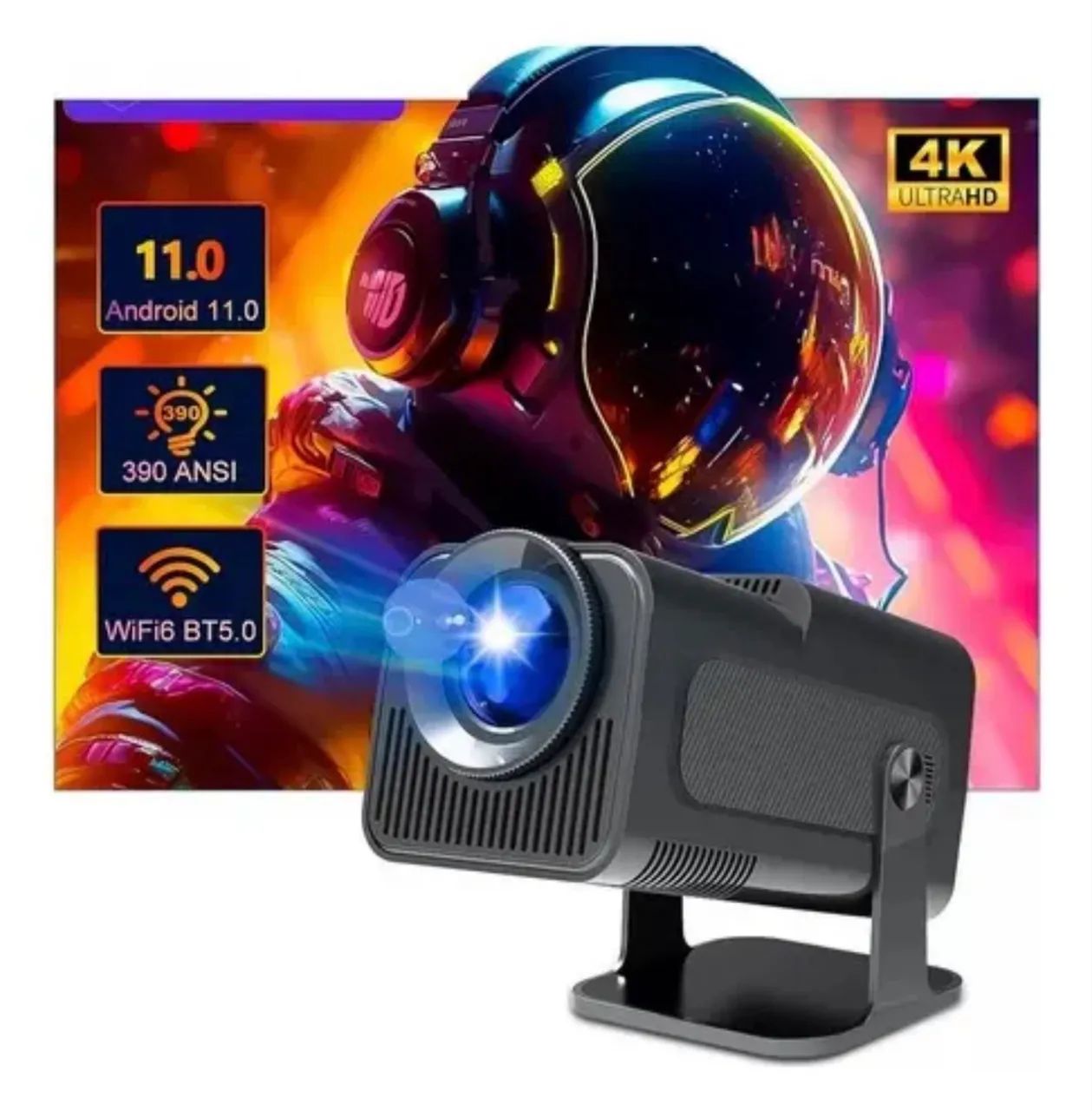Projetor Smart HY320 4K Android Wi-Fi Dual Band Bluetooth - Foto 2